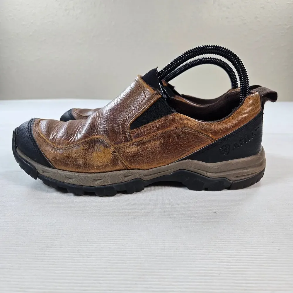 Ariat 4LR Brown Leather Moc‎ Toe Slip On Shoe Men's Size 7.5